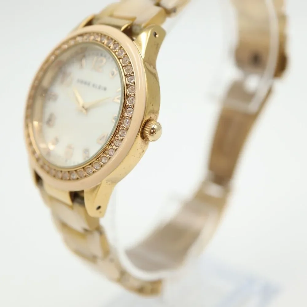 Anne Klein Women Watch 35mm MOP Gold Tone Acrylic SHORT Bracelet 5